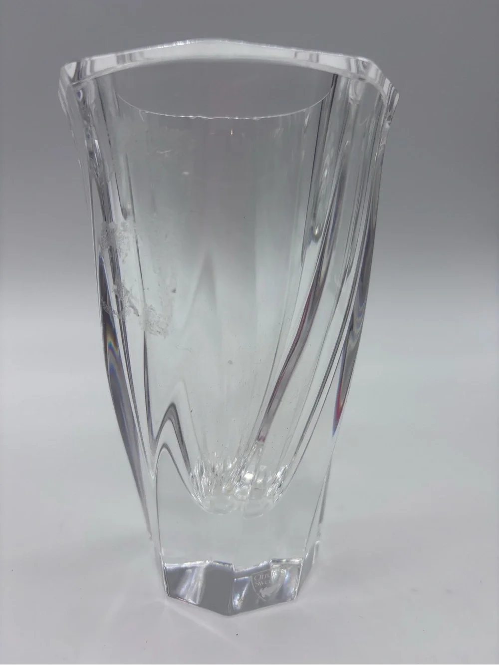 Orrefors Kostaboda Clear Crystal Vase with Sculpted Form